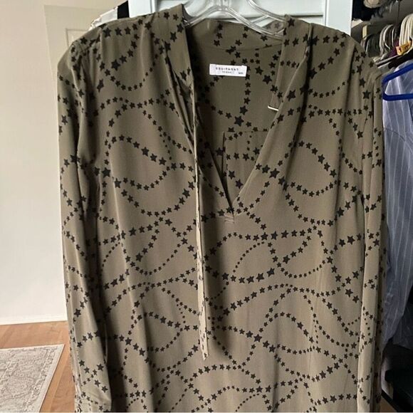 Equipment Cadence silk dress with stars size M olive green black - Picture 3 of 6